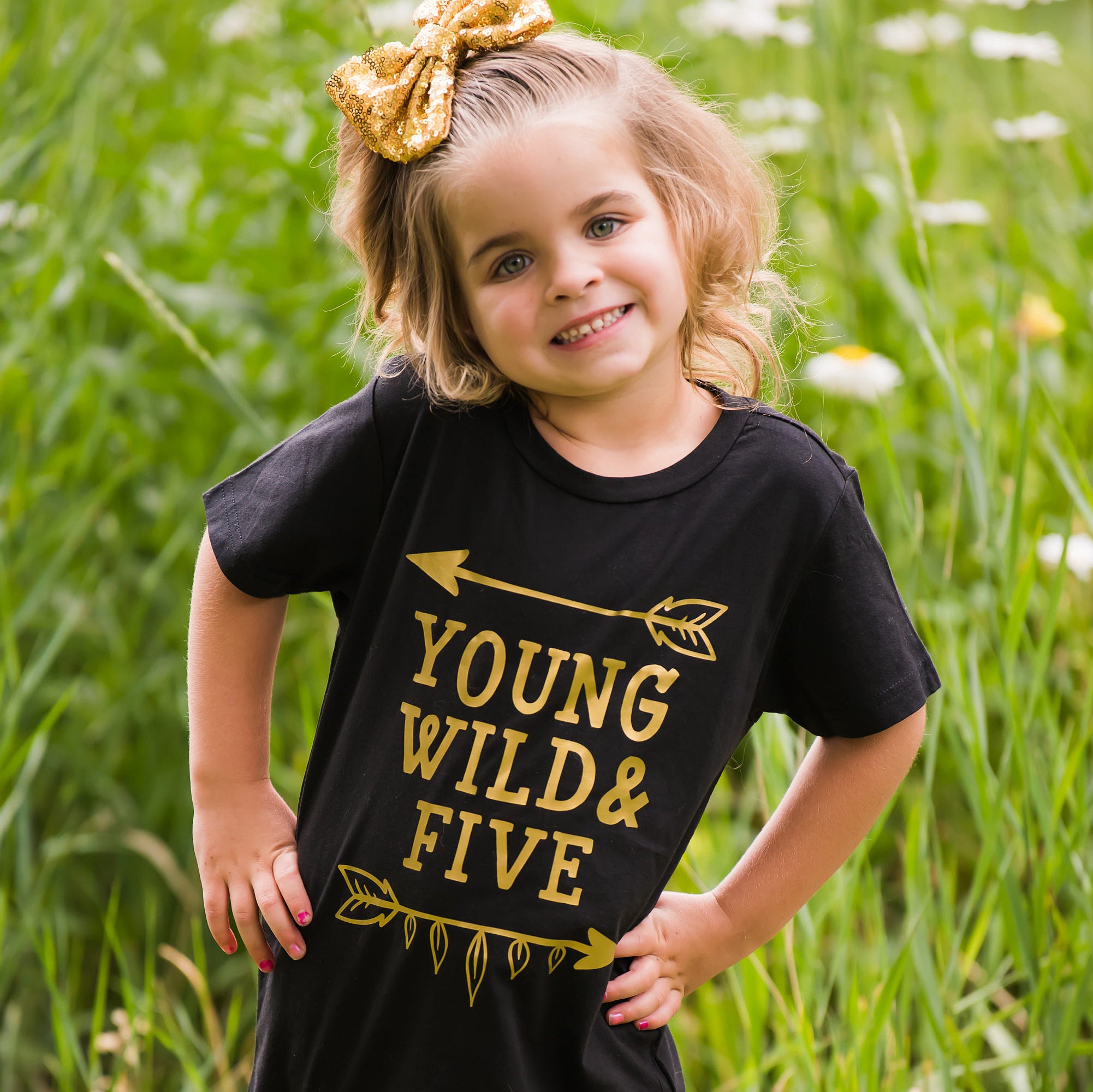 Young Wild and Five 5th Birthday Shirt